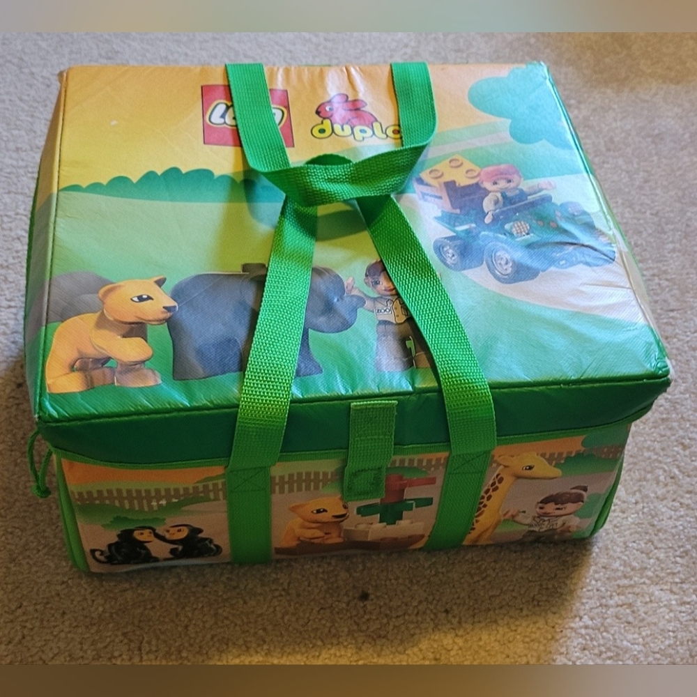 Lego Duplo soft-sided foldable combination storage box and play mat.